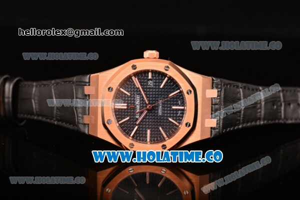 Audemars Piguet Royal Oak 39MM Miyota 9015 Automatic Rose Gold Case with Blue Dial and Stick Markers (BP) - Click Image to Close